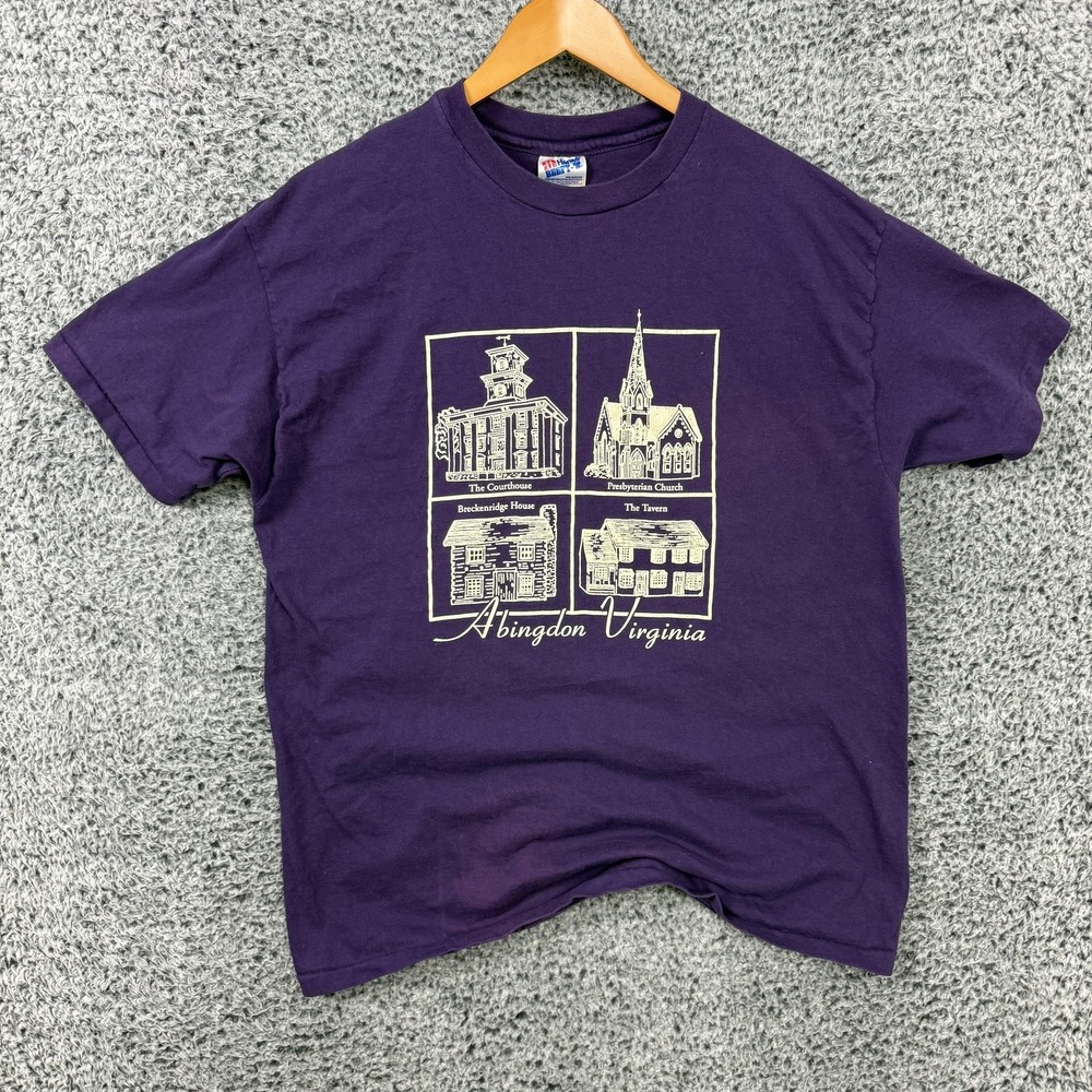 Vintage 90s Abingdon Virgina Shirt Adult XL 23x29" Purple Destination Tee USA